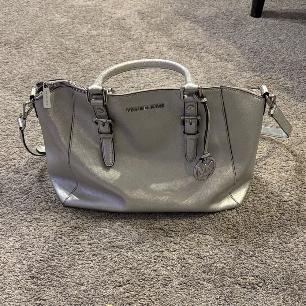 Michael Kors Metallic Silver Satchel